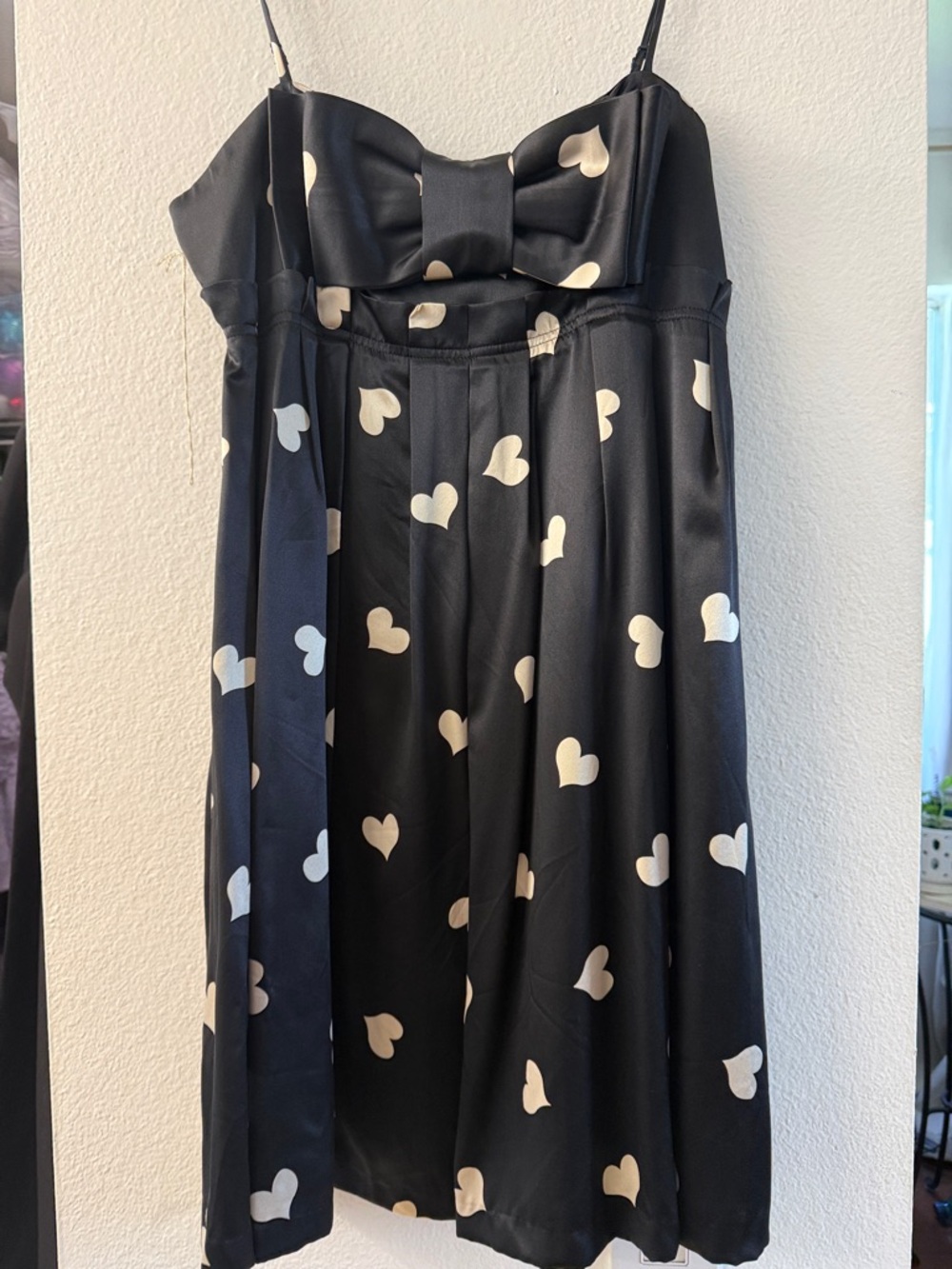 Betsey Johnson Black Mini Dress with Cream Heart Print